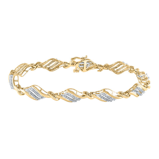 10K Yellow Gold Womens Round Diamond Fashion Bracelet 1/2 Cttw