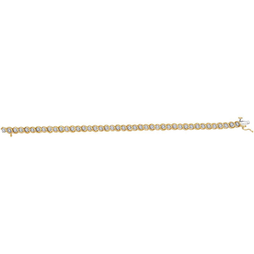 10K Yellow Gold Womens Round Diamond Tennis Bracelet 1/2 Cttw