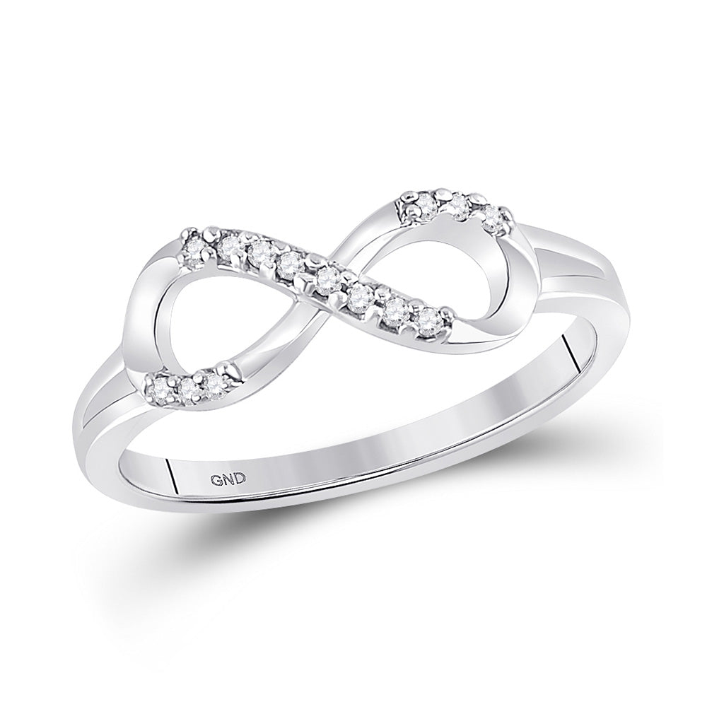 10K White Gold Womens Round Diamond Infinity Fashion Ring 1/12 Cttw, Womens Size: 5-10