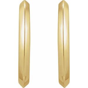 14K Yellow Gold Pair Knife-Edge Hoop Earrings, Length: 15 Mm, Thickness: 2 Mm