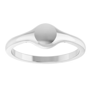 Sterling Silver Round 6.1 X 5.8 Mm Brush Polished Petite Signet Ring Size 7