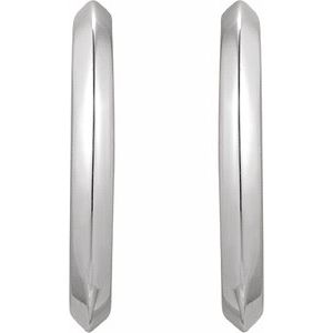 Sterling Silver Pair Knife-Edge Hoop Earrings, Length: 15 Mm, Thickness: 2 Mm