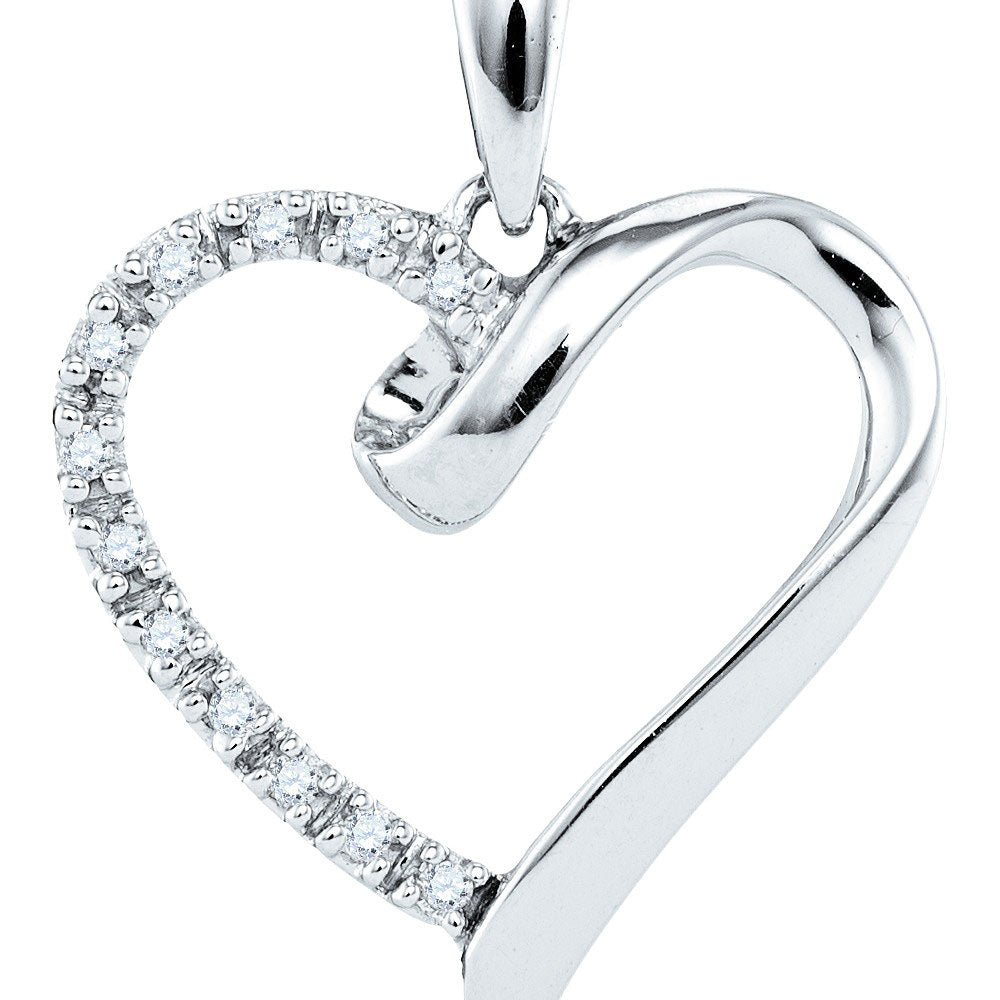 10K Yellow Gold Or Sterling Silver Womens Round Diamond Heart Pendant