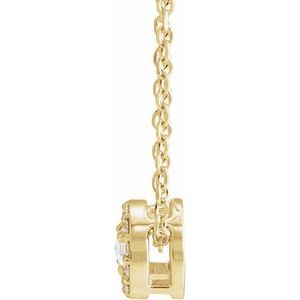14K Yellow Gold Round 3Mm G-H Vs/Si1 1/8 Ctw Natural Rose-Cut Natural Diamond Halo-Style Necklace, Length: 18 In