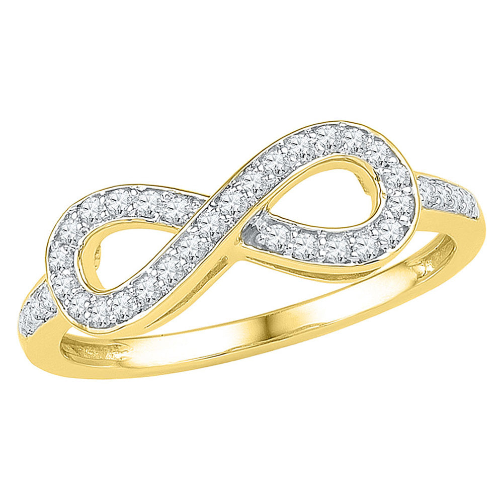 10K Yellow Or White Gold Womens Round Diamond Infinity Ring 1/5 Cttw, Womens Size: 5-10