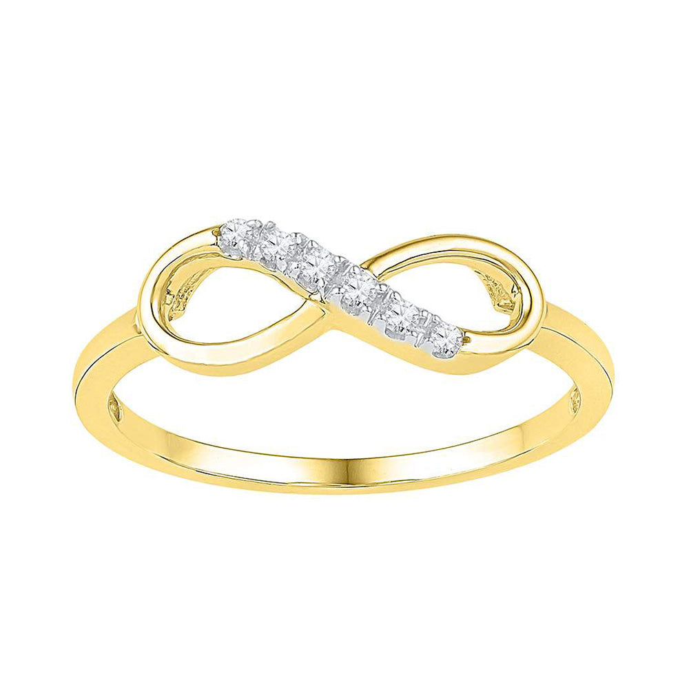 10K Yellow Or White Gold Womens Round Diamond Infinity Band Ring 1/20 Cttw, Womens Size: 5-10