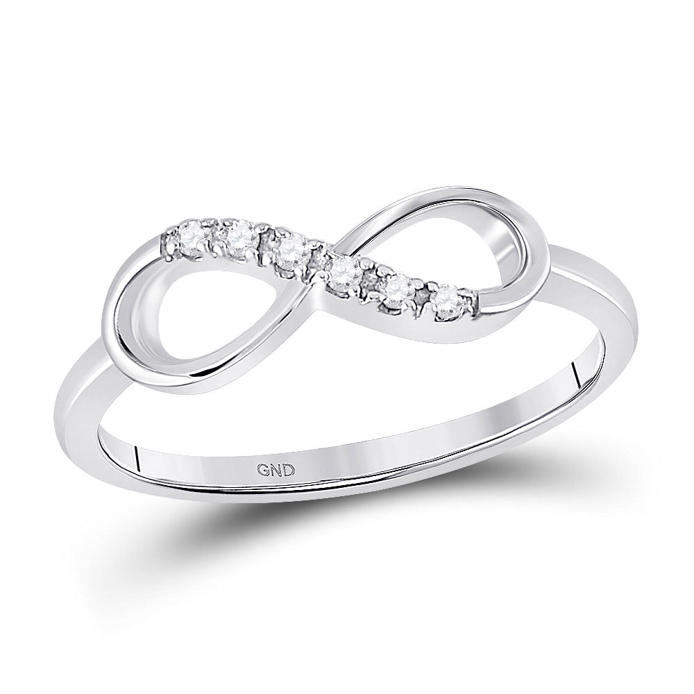 10K Yellow Or White Gold Womens Round Diamond Infinity Band Ring 1/20 Cttw, Womens Size: 5-10