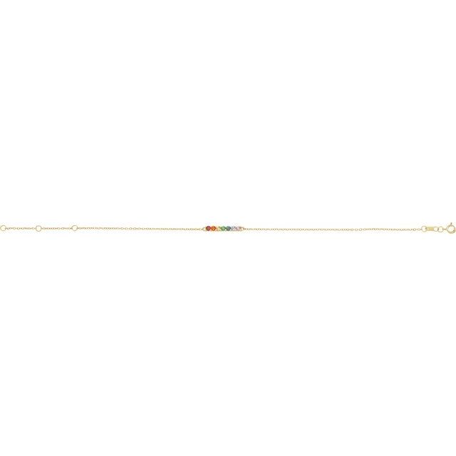 14K Yellow Gold Round 2 Mm 6 1/2-7 1/2 In Polished Natural Multi-Gemstone Adjustable Bracelet