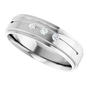 Platinum Round 2 Mm G-H Si2-Si3 1/10 Ctw Natural Diamond Band Size 10.5