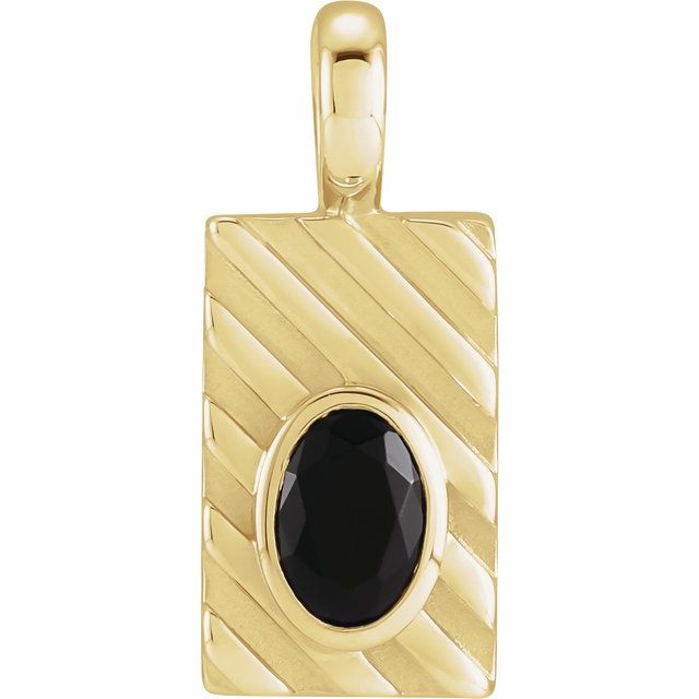 14K Yellow Gold Or Sterling Silver Oval 6 X 4 Mm Polished Black Onyx Mens Pendant