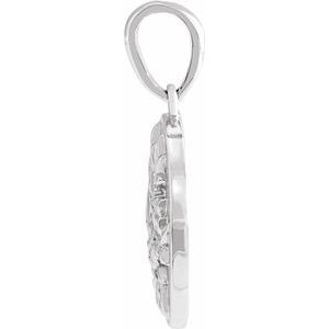 Sterling Silver 19.1 X 12 Mm Polished Floral Style Pendant