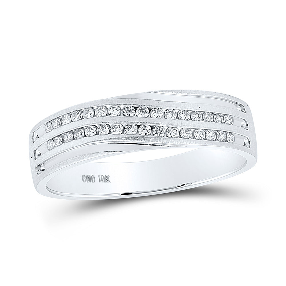 10K Yellow Or White Gold Mens Round Diamond Wedding Band Ring 1/4 Cttw, Mens Size: 7-13