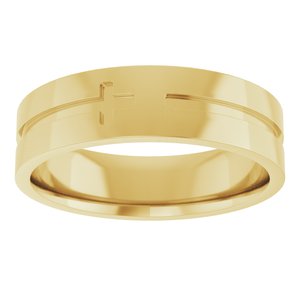 14K Yellow Gold 6 Mm Polished Cross Band Size 10