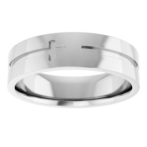14K White Gold 6 Mm Polished Cross Band Size 10