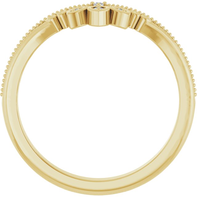 14K White Or Yellow Gold Round Polished .02 Ctw Natural Diamond Contour Band, Size 7