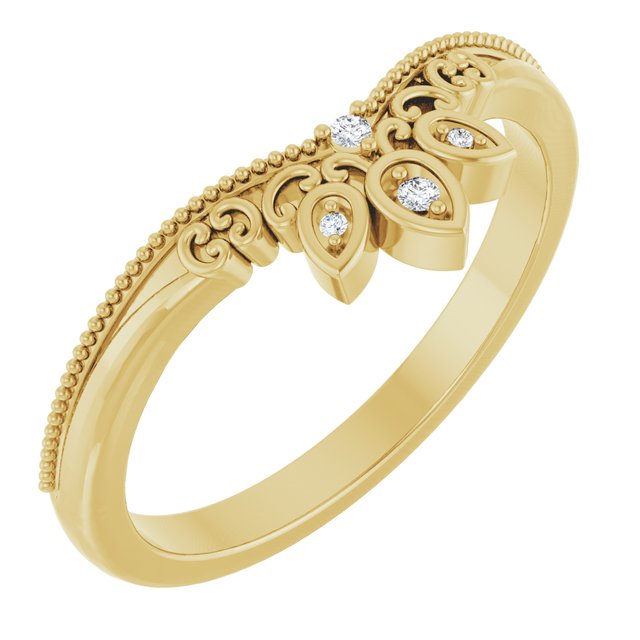 14K White Or Yellow Gold Round Polished .02 Ctw Natural Diamond Contour Band, Size 7