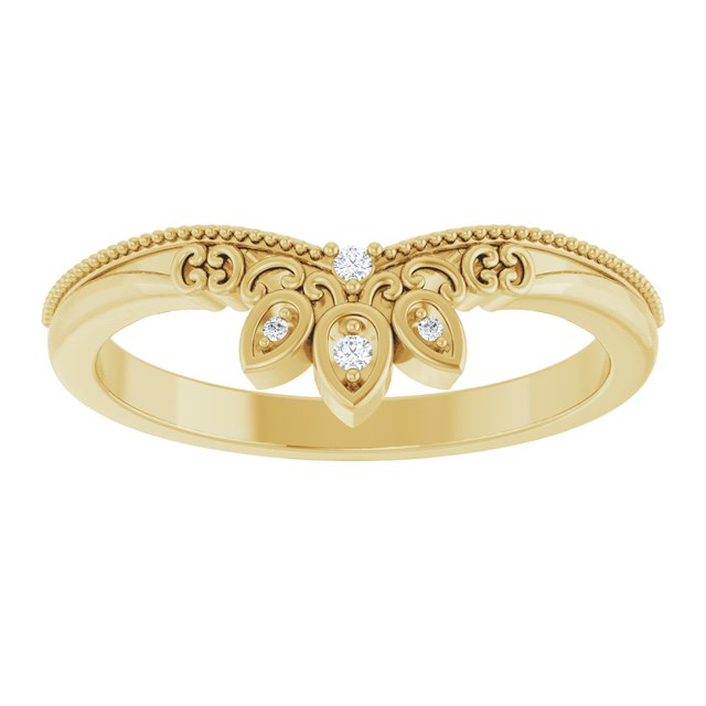 14K White Or Yellow Gold Round Polished .02 Ctw Natural Diamond Contour Band, Size 7
