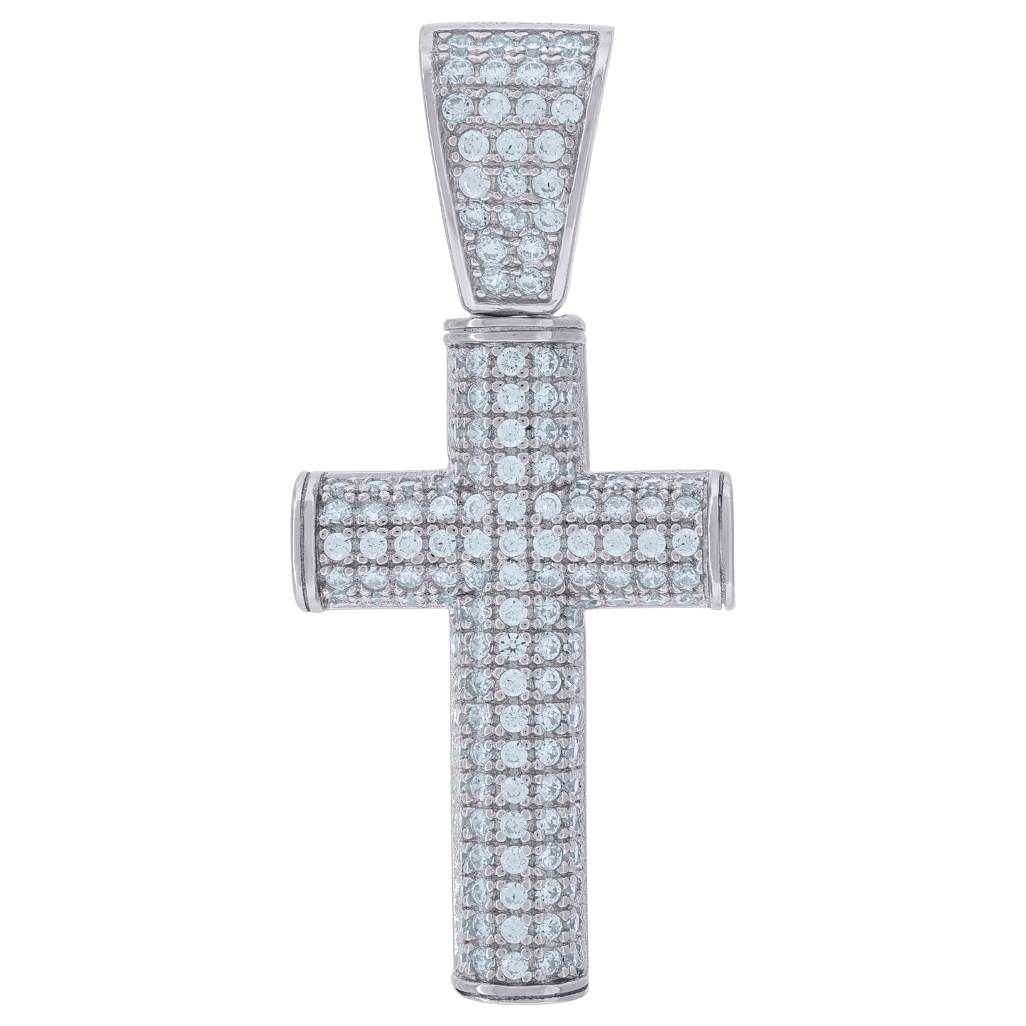 Sterling Silver Unisex Cubic Zirconia Cross Religious Charm Pendant