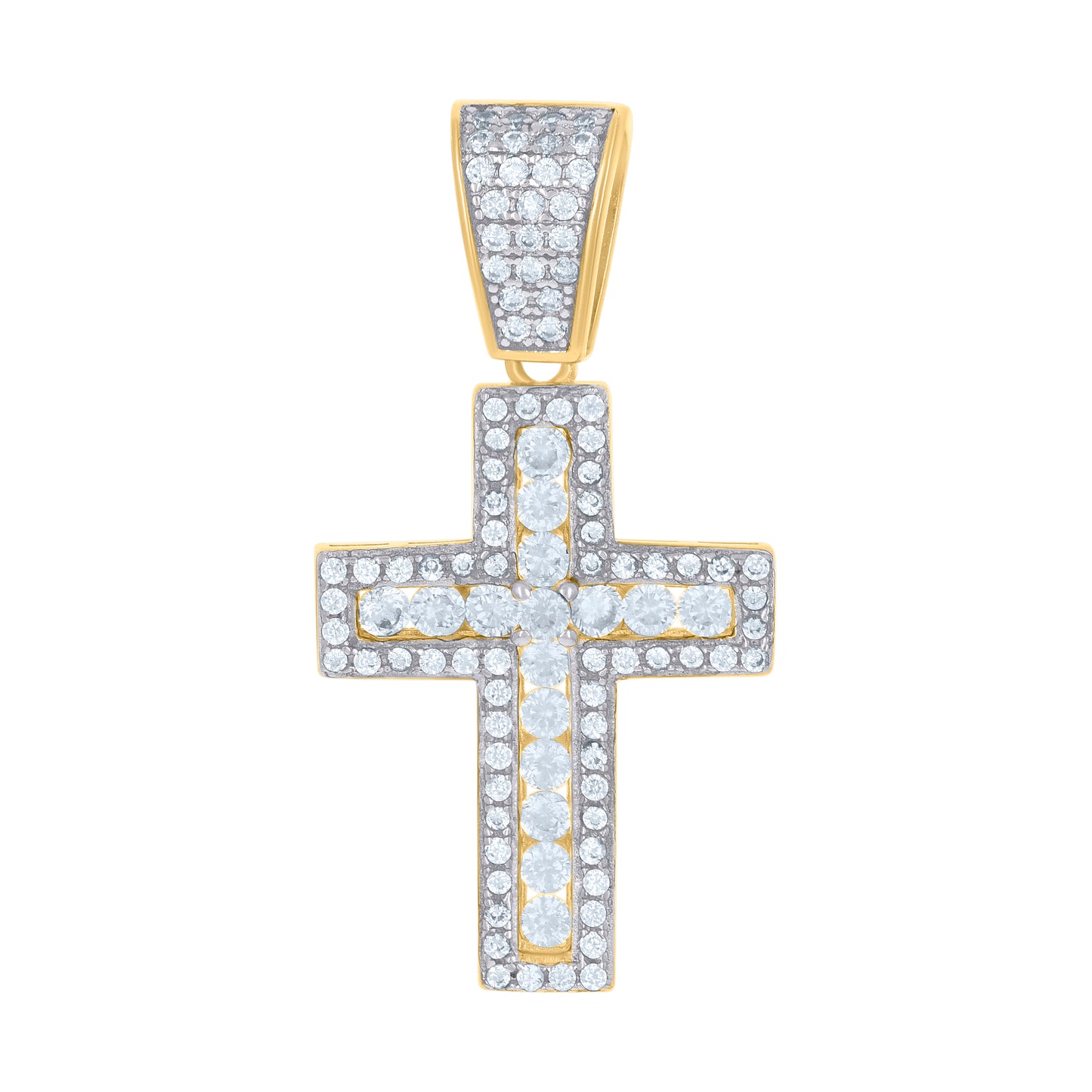 Sterling Silver Unisex Cubic Zirconia Cross Religious Charm Pendant