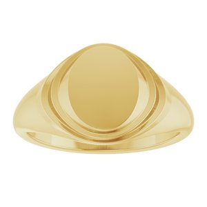 14K Yellow Gold Oval 11.3 X 14.7 Mm Brush Polished Womens Signet Ring Size 7
