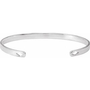 Sterling Silver Engravable Diamond Pierced Cuff 7" Bracelet