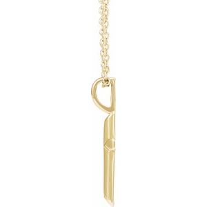 18K Yellow Gold-Plated Sterling Silver 23 X 13 Mm 16-18 In Polished Knife Edge Cross Necklace