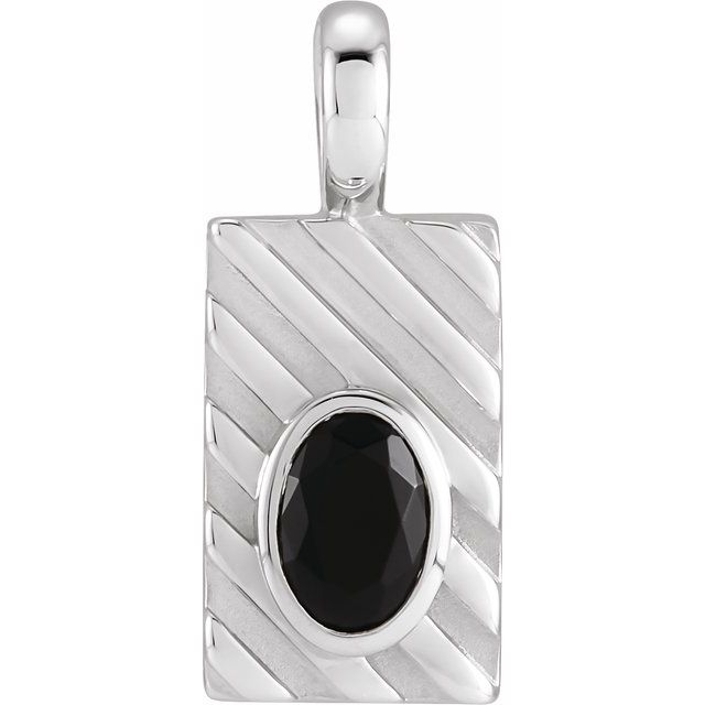 14K Yellow Gold Or Sterling Silver Oval 6 X 4 Mm Polished Black Onyx Mens Pendant