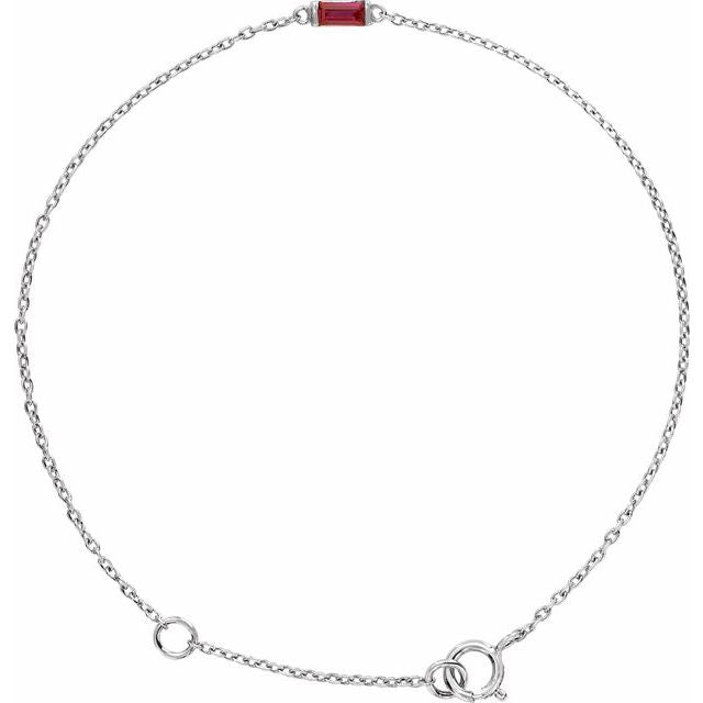 14K Yellow Or Rose Gold Or Sterling Silver 4 X 2 Mm Polished Natural Gemstone Staright Baguette 6 1/2-7 1/2 In Bracelet