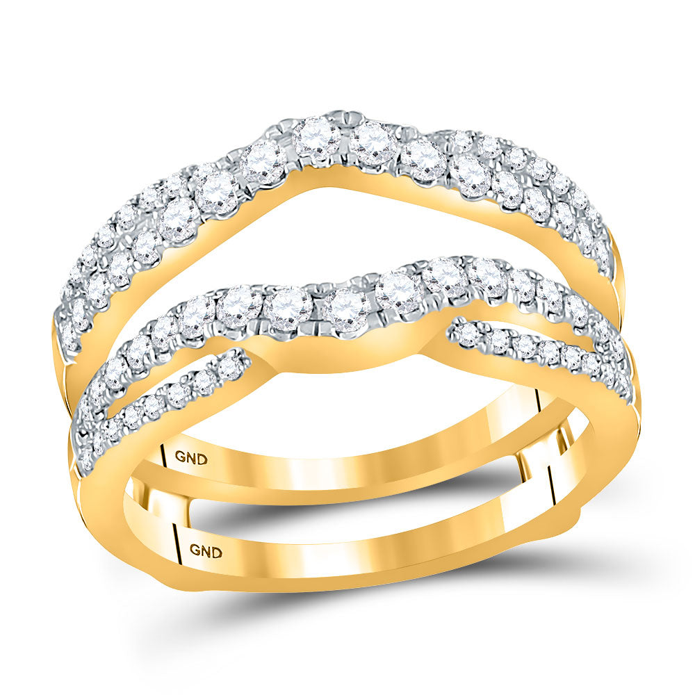 14K Yellow Gold Womens Round Diamond Wedding Wrap Ring Guard Enhancer 5/8 Cttw, Womens Size: 5-10