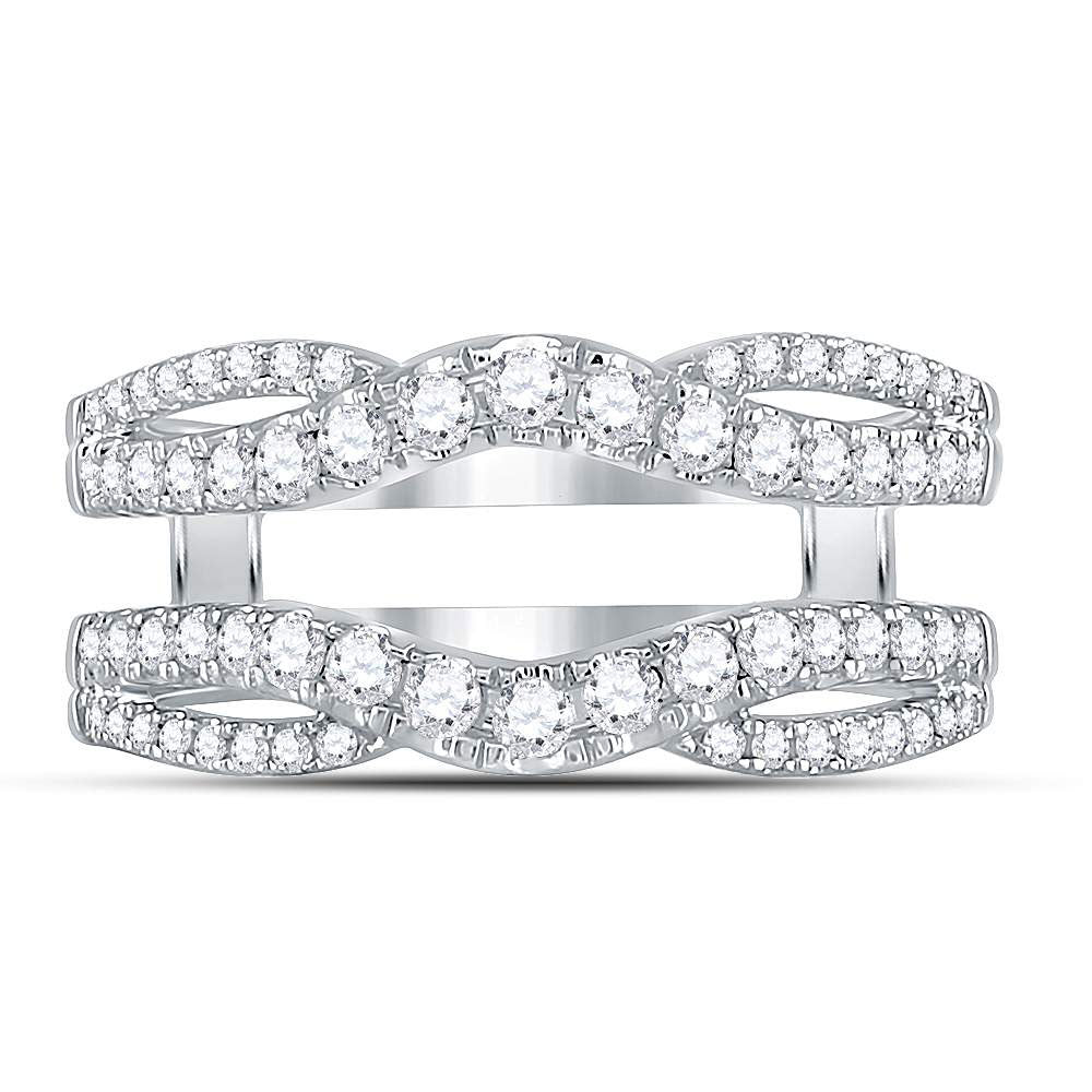 14K White Gold Womens Round Diamond Wrap Ring Guard Enhancer 5/8 Cttw, Womens Size: 5-10