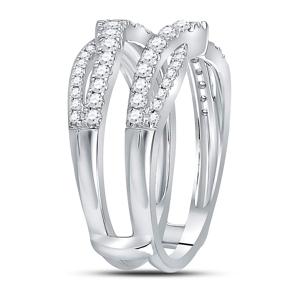 14K White Gold Womens Round Diamond Wrap Ring Guard Enhancer 5/8 Cttw, Womens Size: 5-10