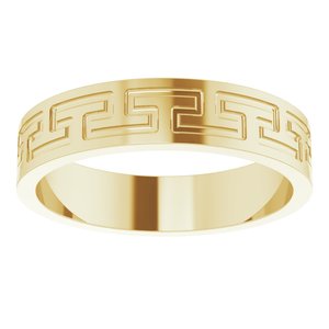 10K Yellow Gold 5 Mm Polished Greek Key Wedding Band Size 9