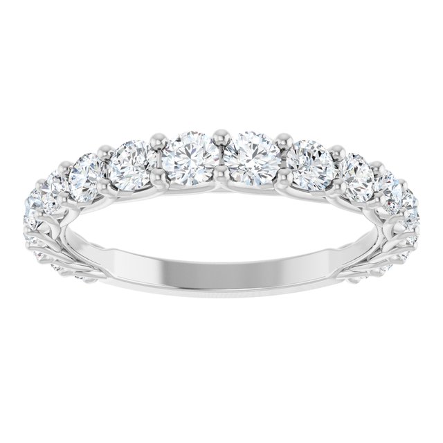 14K Yellow Or White Or Rose Gold Or Platinum Round I1, G-H Polished Lab-Grown Diamond Matching Band, Size 7