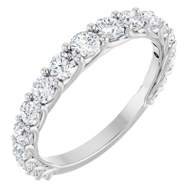 14K Yellow Or White Or Rose Gold Or Platinum Round I1, G-H Polished Lab-Grown Diamond Matching Band, Size 7
