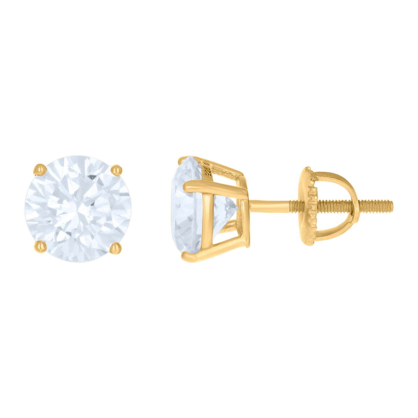 Sterling Silver Womens Cubic Zirconia Round Classic Studs Earrings