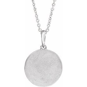 14K White Gold Round 1 Mm Multi-Gemstone Petite Moon And Star Coin Necklace, Length: 18 In