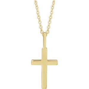 18K Yellow Gold-Plated Sterling Silver 23 X 13 Mm 16-18 In Polished Knife Edge Cross Necklace