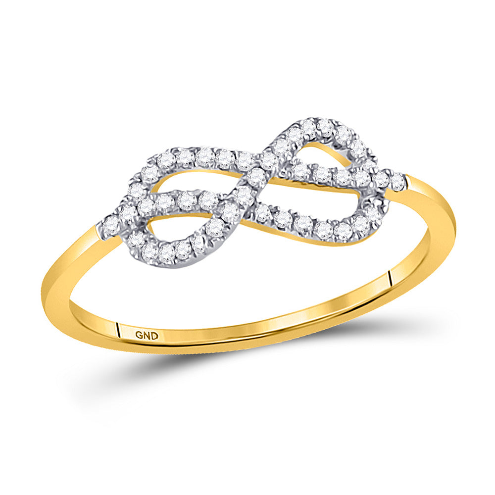 10K Yellow Gold Womens Round Diamond Infinity Fashion Ring 1/6 Cttw, Womens Size: 5-10