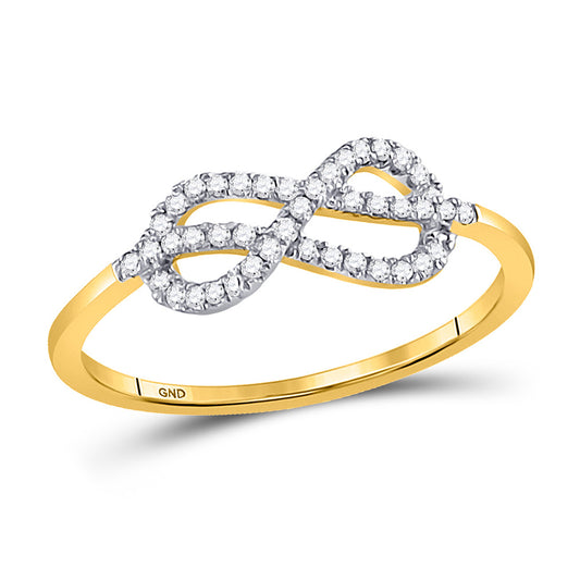 10K Yellow Gold Womens Round Diamond Infinity Fashion Ring 1/6 Cttw, Womens Size: 5-10