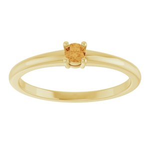 14K Yellow Gold Round 3 Mm Natural Citrine Ring Size 7