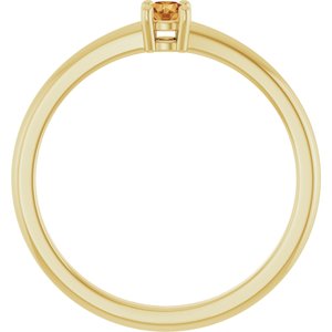 14K Yellow Gold Round 3 Mm Natural Citrine Ring Size 7