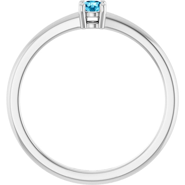 14K Yellow Or White Gold Round 3 Mm Polished Natural Gemtone Ring, Size 7