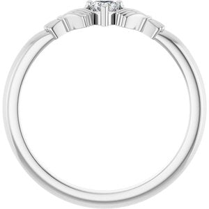 14K White Gold Heart 3 X 3 Mm Polished Stuller Lab-Grown Moissanite Claddagh Ring Size 7
