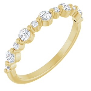 14K Yellow Gold Lab-Grown Diamond Round 2.5 Mm Polished 3/8 Ctw Lab-Grown Diamond Anniversary Band Size 7