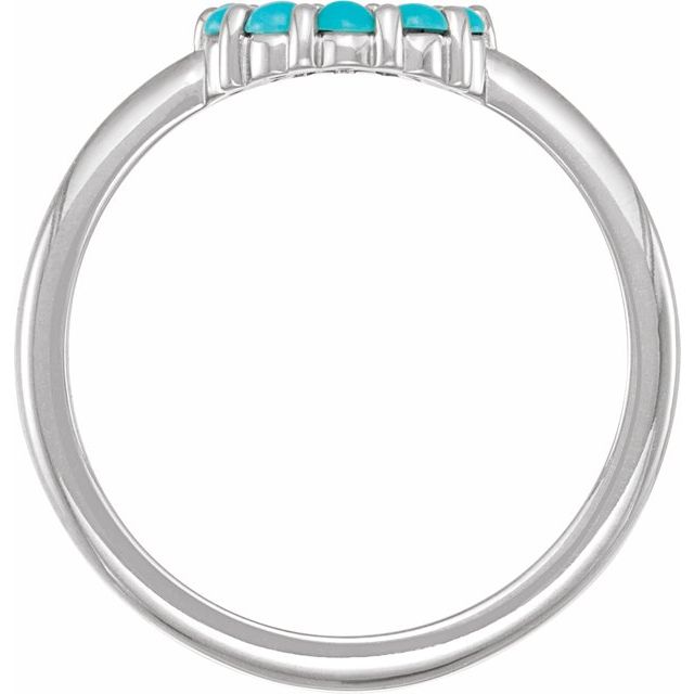 14K White Gold Or Sterling Silver Round 2 Mm Polished Natural Turquoise Cabochon Ring, Size 7