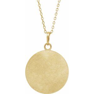 14K Yellow Gold Hope 26.34 X 18 Mm 16-18 In Polished "Hope" Engraved Necklace