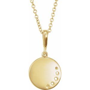 14K Yellow Gold 18.2 X 10 Mm 16-18 In Polished 1/10 Ctw Natural Diamond Crescent Moon Necklace