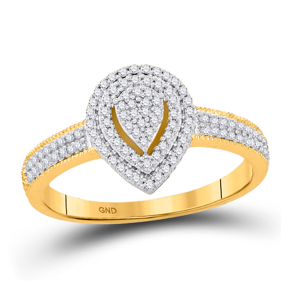 10K Yellow Gold Round Diamond Cluster Bridal Wedding Engagement Ring 1/4 Cttw, Womens Size: 5-10