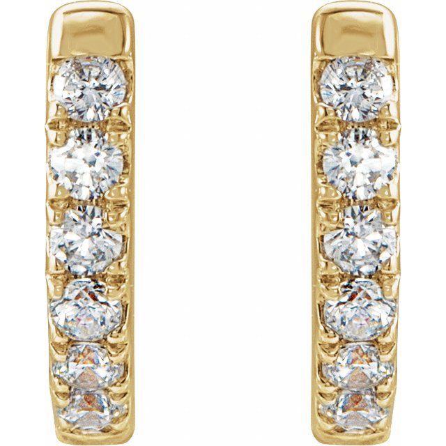14K Yellow Or White Or Rose Gold 1.6 Mm Thick Round 1.3Mm Hinged Polished Natural Diamond Hoop Earrings