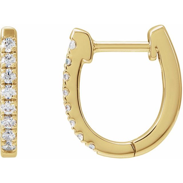 14K Yellow Or White Or Rose Gold 1.6 Mm Thick Round 1.3Mm Hinged Polished Natural Diamond Hoop Earrings